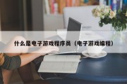 什么是电子游戏程序员（电子游戏编程）