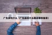 广东麻将什么（广东麻将什么是正章和偏章）
